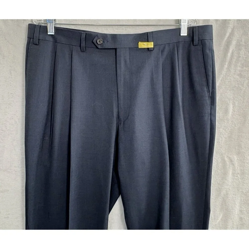 RALPH LAUREN‎ Men Dress Pants Sz 38x32 Blue Pleated Cuff Hem Professional 28-4